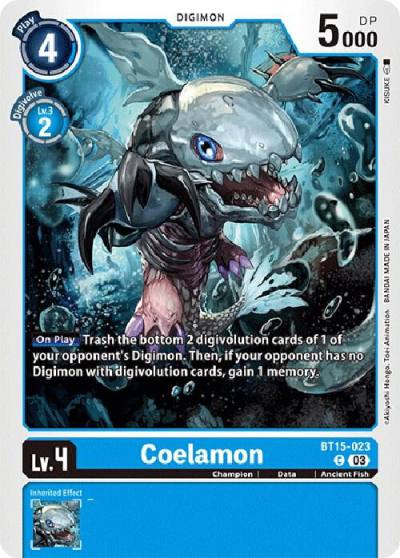 Coelamon BT15-023 U Exceed Apocalypse Digimon card