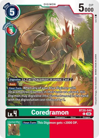 Coredramon BT20-040 C Release Special Booster 2.5 Digimon card