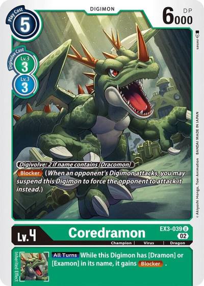 Coredramon EX3-039 U Draconic Roar Digimon card