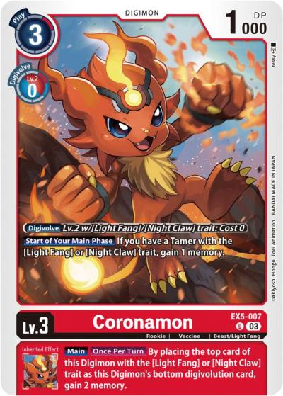 Coronamon EX5-007 U Animal Colosseum Digimon card