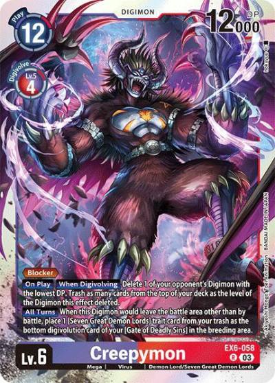 Creepymon EX6-058 R Infernal Ascension Digimon card