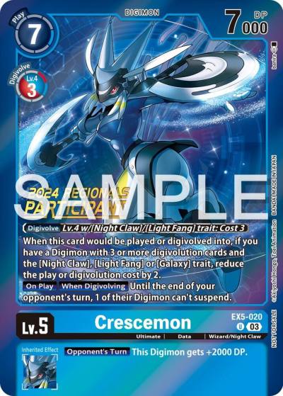 Crescemon 2024 Regionals Participant EX5-020 U Animal Colosseum Digimon card