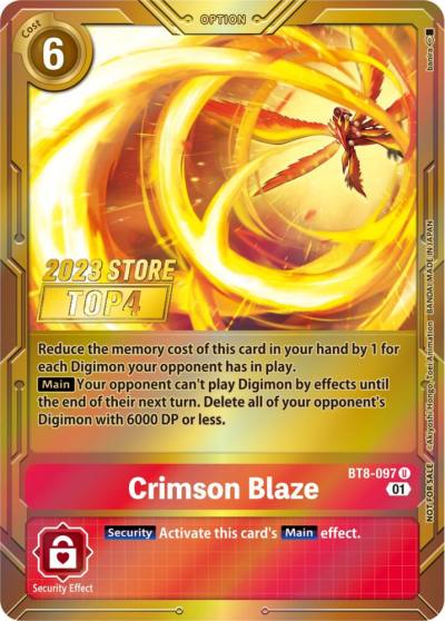 Crimson Blaze 2023 Store Top 4 BT8-097 U New Awakening Digimon card