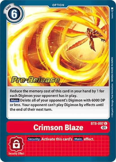 Crimson Blaze BT8-097 U New Awakening Pre-Release Cards Digimon card