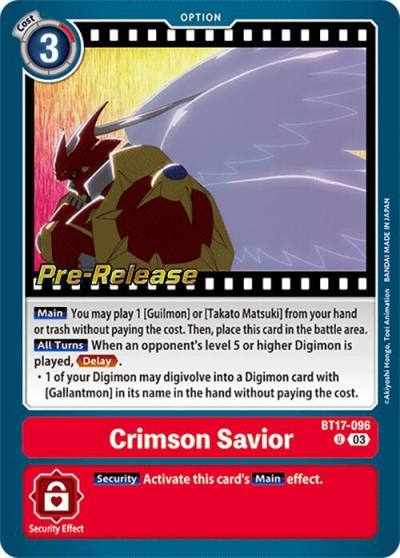 Crimson Savior BT17-096 U Secret Crisis Pre-Release Cards Digimon card