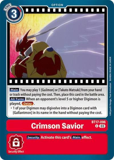 Crimson Savior BT17-096 U Secret Crisis Digimon card