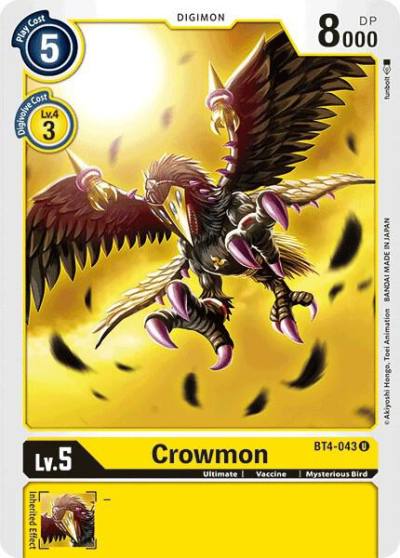 Crowmon BT4-043 U Great Legend Digimon card