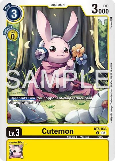 Cutemon Reprint BT5-033 C Advanced Booster Digimon Generation Digimon card