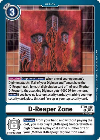 D Reaper Zone BT19-100 C Release Special Booster 2.5 Digimon card