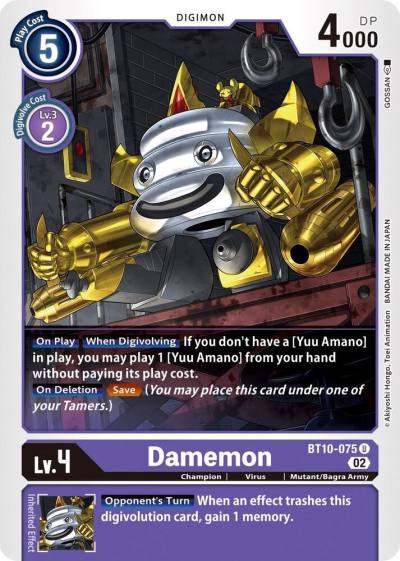 Damemon BT10-075 U Xros Encounter Digimon card