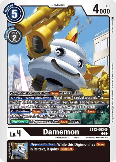 Damemon BT12-063 U Across Time Digimon card
