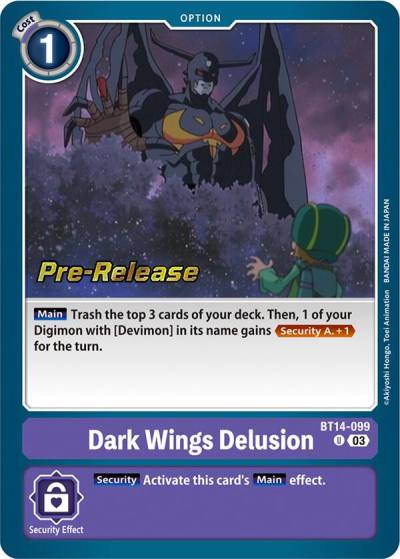Dark Wings Delusion BT14-099 U Blast Ace Pre-Release Cards Digimon card