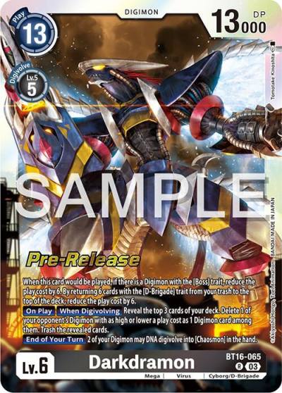 Darkdramon BT16-065 R Beginning Observer Pre-Release Cards Digimon card