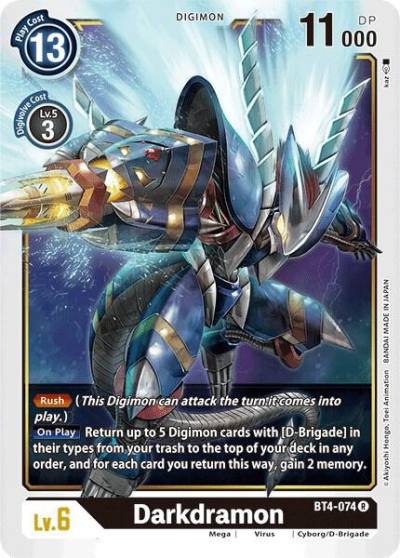 Darkdramon BT4-074 R Great Legend Digimon card