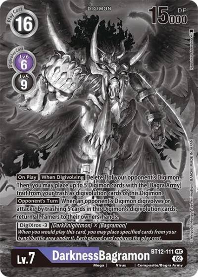 DarknessBagramon Alternate Art Black and White BT12-111 SEC Across Time Digimon card