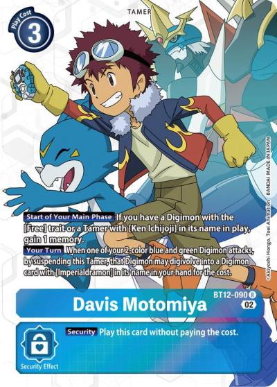 Davis Motomiya Alternate Art BT12-090 R Across Time Digimon card