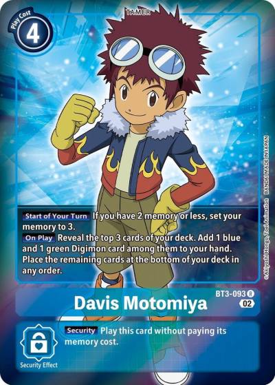 Davis Motomiya Alternate Art BT3-093 R Starter Deck 12: Jesmon Digimon card