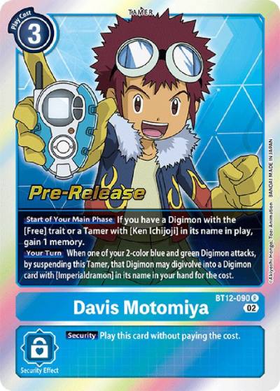 Davis Motomiya BT12-090 R Across Time Pre-Release Cards Digimon card