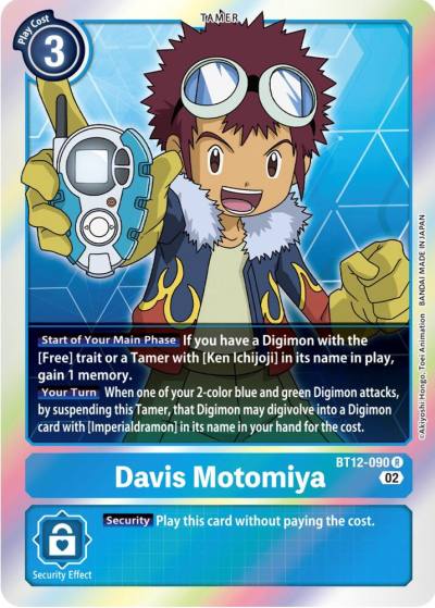 Davis Motomiya BT12-090 R Across Time Digimon card