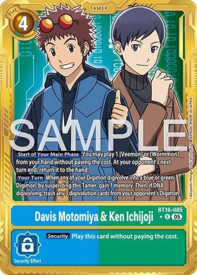 Davis Motomiya & Ken Ichijoji Gold Border BT16-085 R Advanced Booster Digimon Generation Digimon card