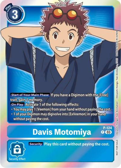 Davis Motomiya Tamer Party Pack The Beginning Ver 20 P-124 P Digimon Promotion Cards Digimon card
