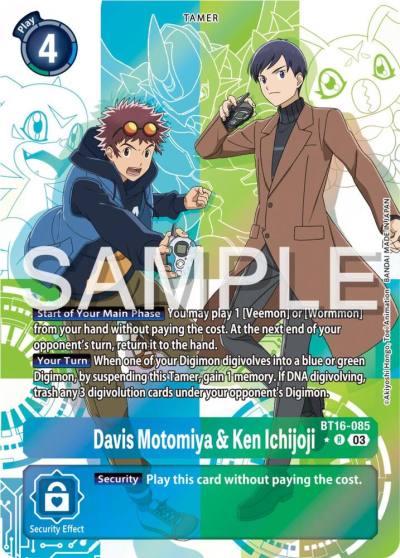Davis Motomiya and Ken Ichijoji Alternate Art BT16-085 R Beginning Observer Digimon card