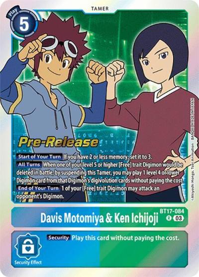 Davis Motomiya and Ken Ichijoji BT17-084 R Secret Crisis Pre-Release Cards Digimon card