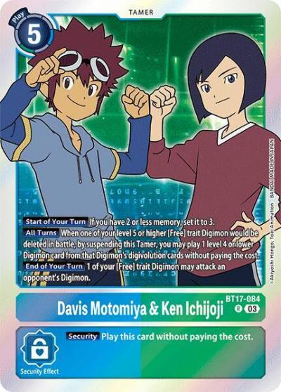 Davis Motomiya and Ken Ichijoji BT17-084 R Secret Crisis Digimon card