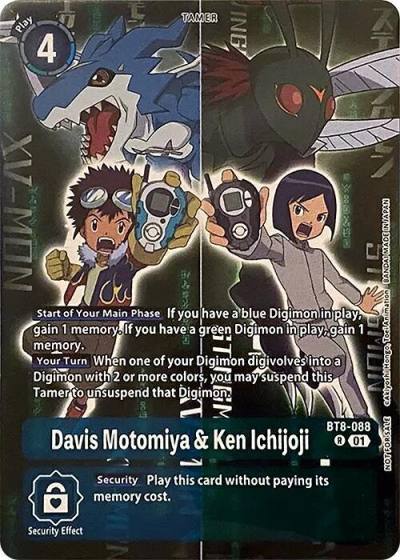 Davis Motomiya and Ken Ichijoji Super Complete Selection Daisuke ver BT8-088 R New Awakening Digimon card
