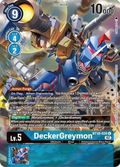 DeckerGreymon Alternate Art BT10-026 R Xros Encounter Digimon card