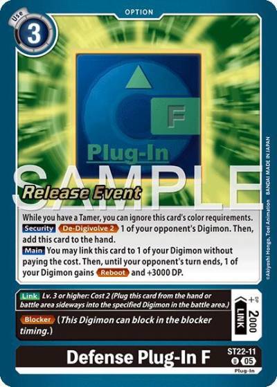 Defense Plug-In F ST22-11 U Starter Deck 22: Amethyst Mandala Advanced Deck Set Release Event Cards Digimon card