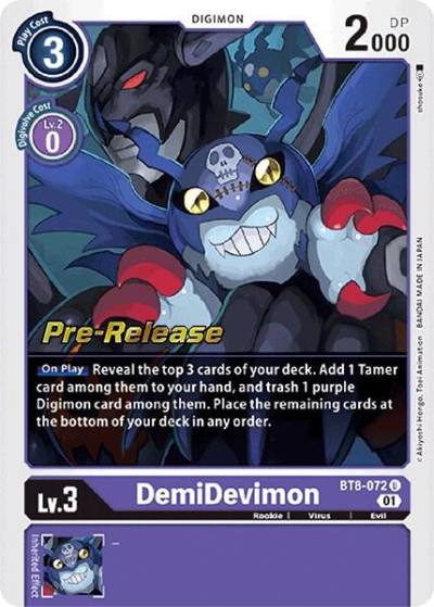 DemiDevimon BT8-072 U New Awakening Pre-Release Cards Digimon card