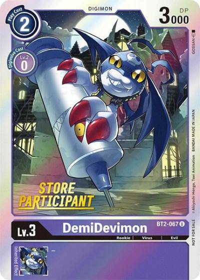 DemiDevimon Store Participant BT2-067 U Release Special Booster 1.0 Digimon card