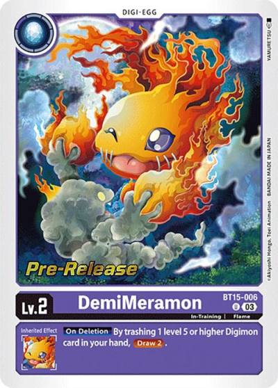 DemiMeramon BT15-006 U Exceed Apocalypse Pre-Release Cards Digimon card