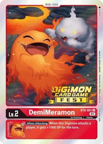 DemiMeramon Digimon Card Game Fest 2022 BT6-001 U Double Diamond Digimon card