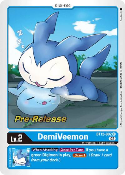 DemiVeemon BT12-002 U Across Time Pre-Release Cards Digimon card