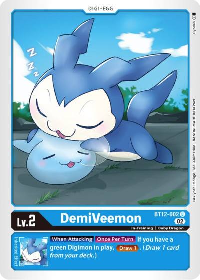 DemiVeemon BT12-002 U Across Time Digimon card