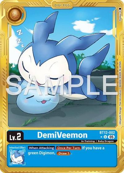 DemiVeemon Gold Border BT12-002 U Advanced Booster Digimon Generation Digimon card