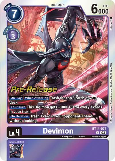Devimon BT14-075 R Blast Ace Pre-Release Cards Digimon card
