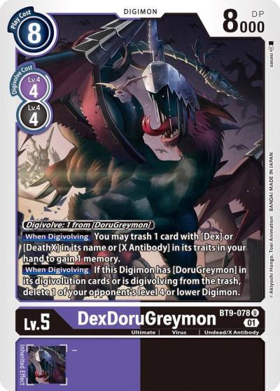DexDoruGreymon BT9-078 U X Record Digimon card