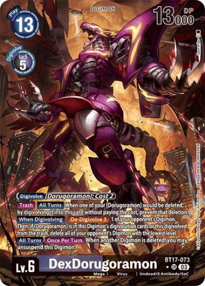 DexDorugoramon Alternate Art BT17-073 SR Secret Crisis Digimon card
