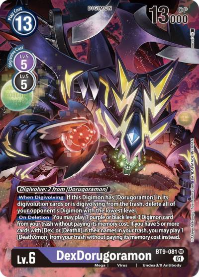DexDorugoramon Alternate Art BT9-081 SR X Record Digimon card