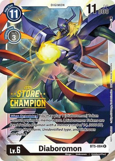 Diaboromon Store Champion BT5-084 R Battle of Omni Digimon card