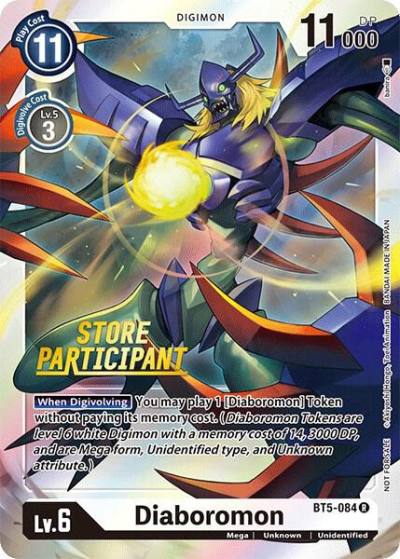 Diaboromon Store Participant BT5-084 R Battle of Omni Digimon card