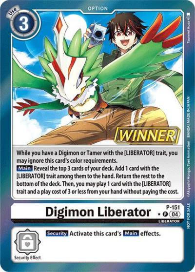 Digimon Liberator Store Tournament 2024 Jul Sep Winner Pack P-151 P Digimon Promotion Cards Digimon card