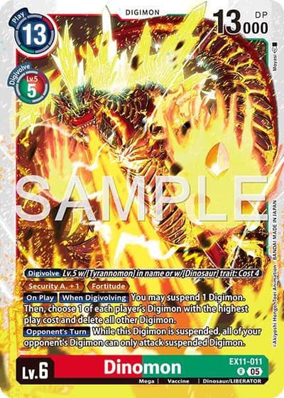 Dinomon EX11-011 R Dawn of Liberator Digimon card