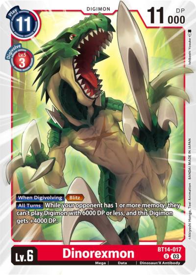 Dinorexmon BT14-017 U Blast Ace Digimon card