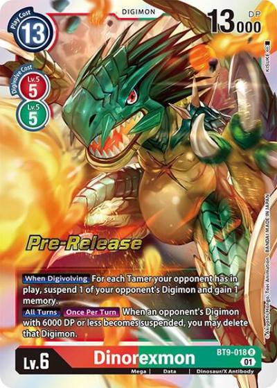 Dinorexmon BT9-018 R X Record Pre-Release Cards Digimon card