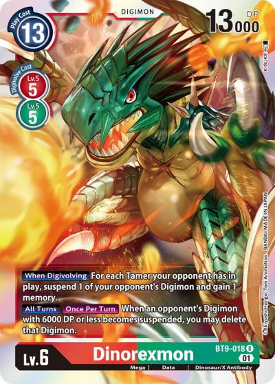 Dinorexmon BT9-018 R X Record Digimon card