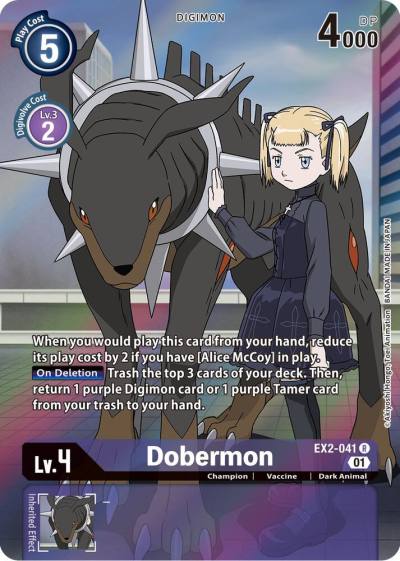 Dobermon Alternate Art EX2-041 R Digital Hazard Digimon card
